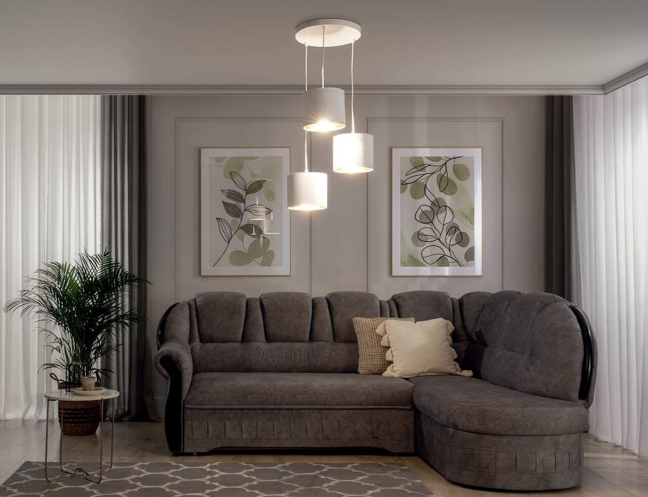 Lustra ELTAP, Vespillo, 45x105 cm, 3xE27, 15W, otel/PVC, alb/auriu - imagine 6